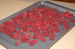 Raspberries on tray